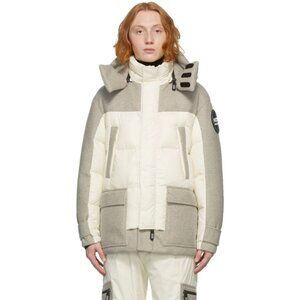 Giorgio Armani Grey Neve Down Paneled Coat-White Size 44